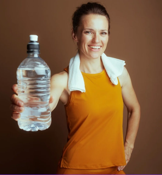 woman with water bottle