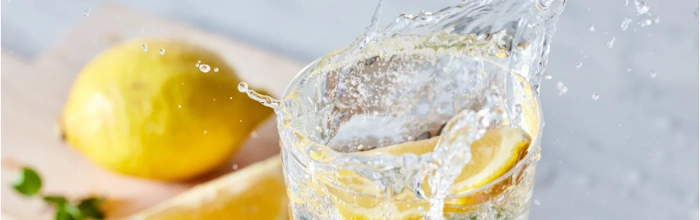 glass of water with lemon